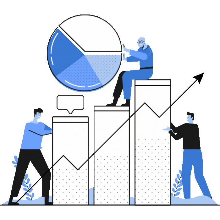 An illustration of people inside a chart